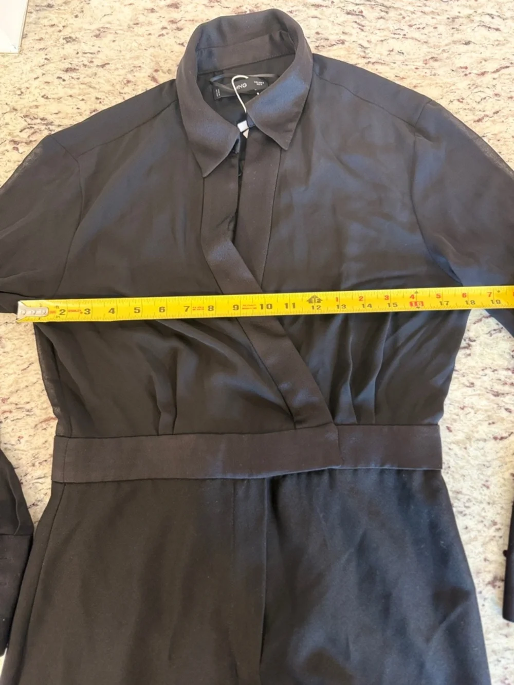 NWT Mango Black Wide Leg Jumpsuit Sheer Top Work Chic - Size Medium - Picture 6 of 13